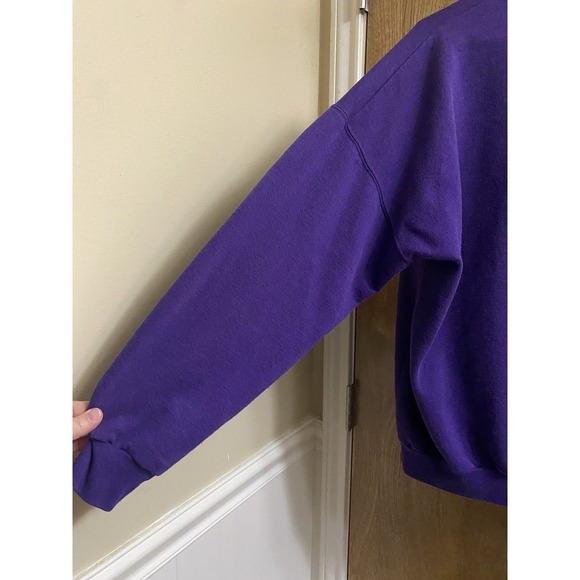 Vintage Banff Canada Vacation Sweater Purple Aqua Green Collar Embroidered Sz L - Picture 13 of 15